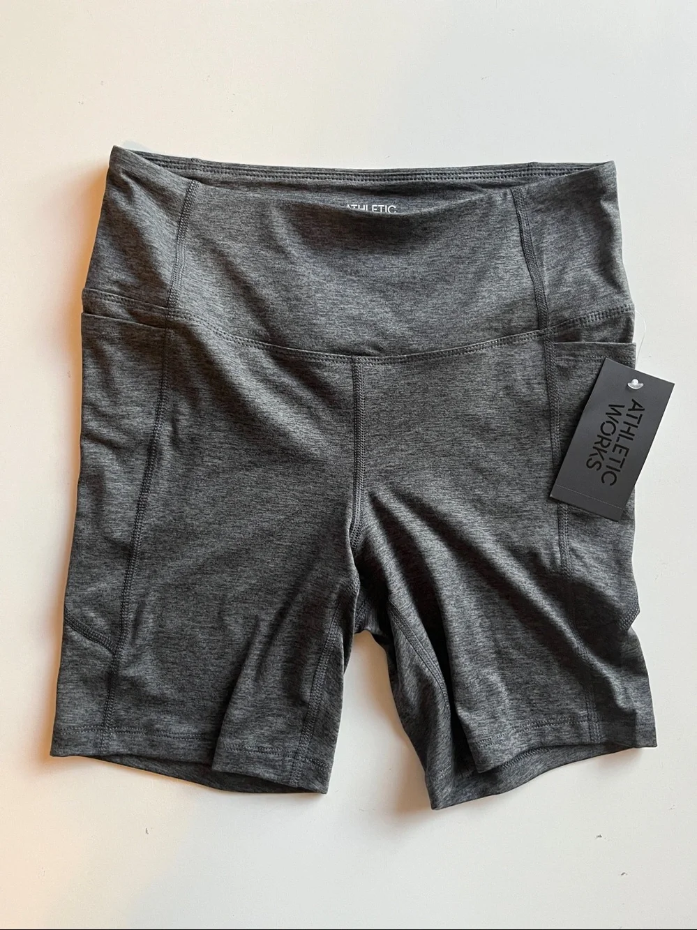 Athletic Works Women’s High-Waist Gym Bike Shorts Size M (8-10) Charcoal Heather